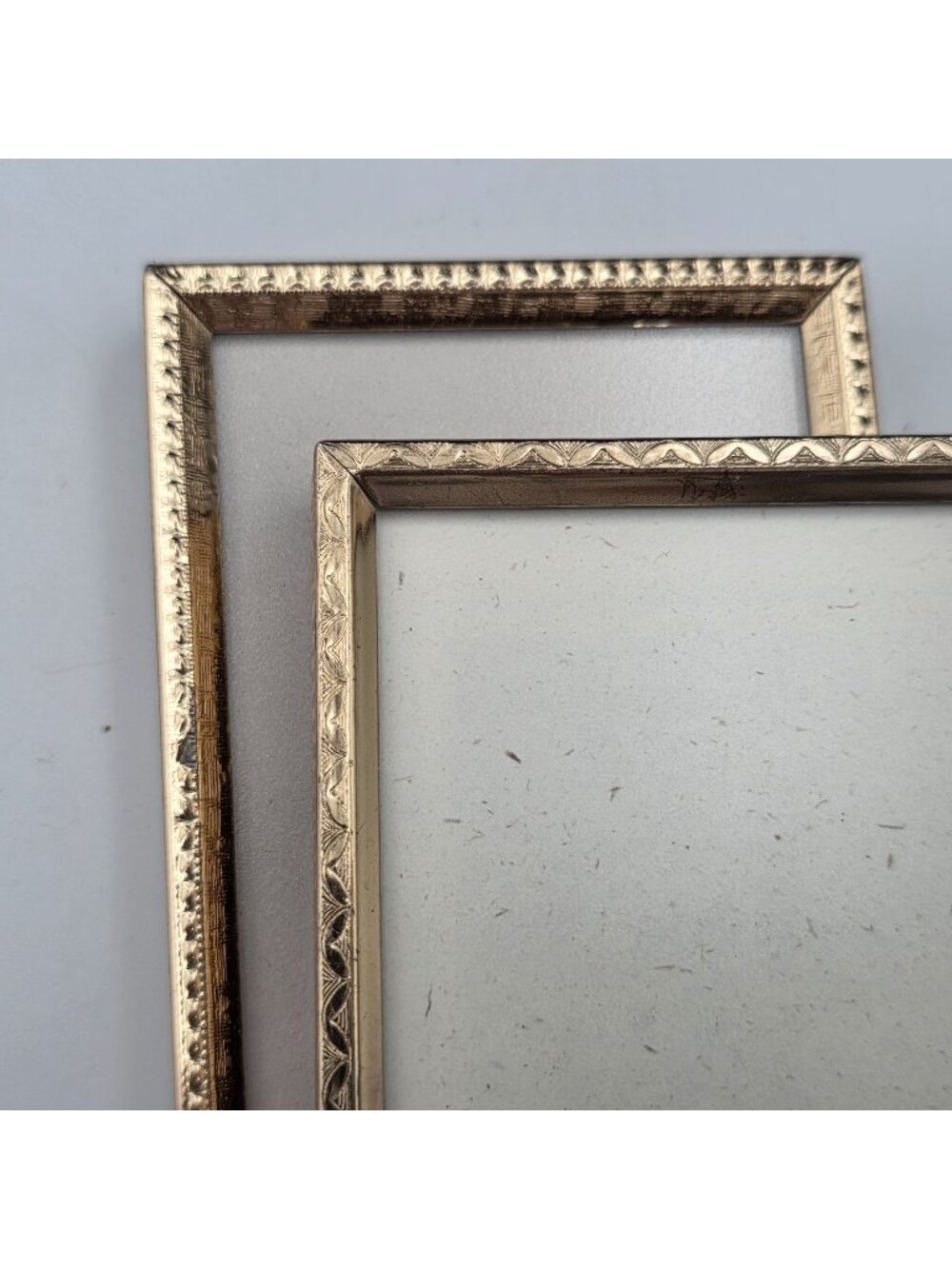 Gold Tone Ornate Vintage Picture Frames Embossed Detailing 2x3" PF64 Lot of 2